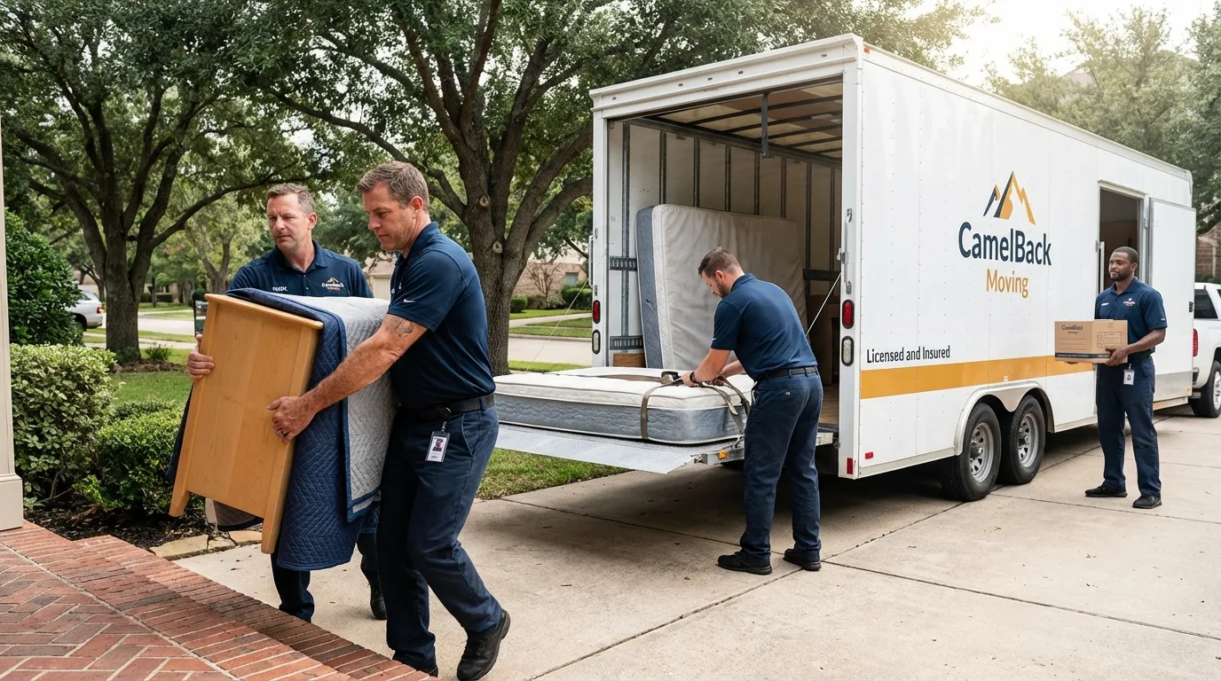 Crew loading residential truck for cross-state move from Isabela, PR