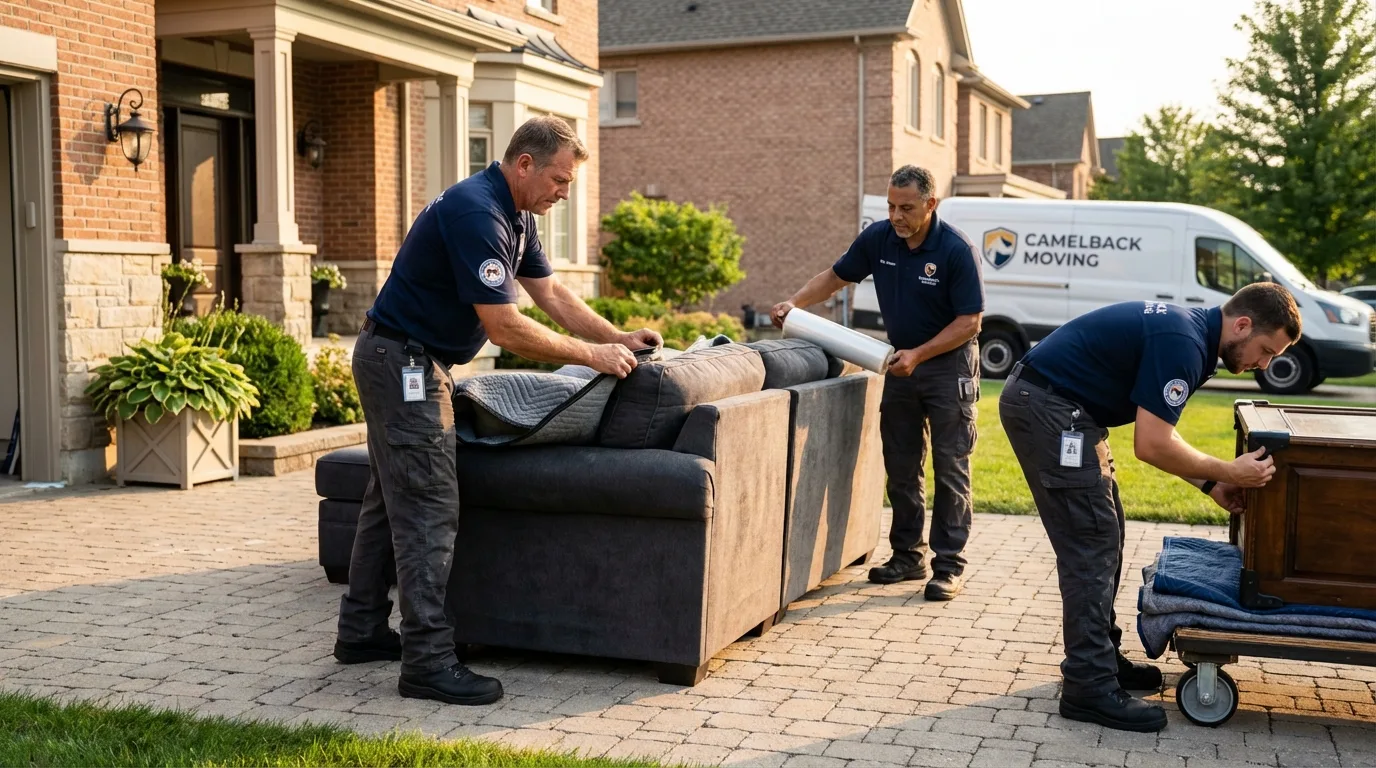 Large estate moving crew wrapping furniture in Isabela, PR